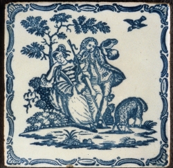blue printed tile