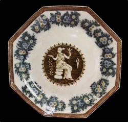 multicolored brown printed plate