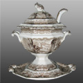underglaze single color printing on earthenware and stoneware 1850-1900
